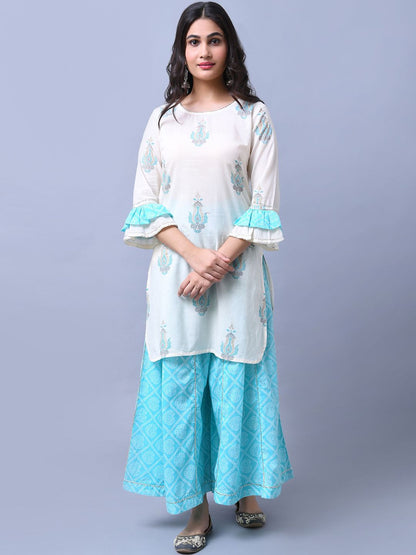 Dhiyona AN Ethnic Motifs Printed Gotta Patti Regular Straight Kurta With Sharara