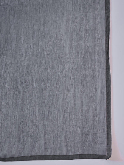 Grey Floral Printed Notch Neck Straight Pure Cotton kurta With Trouser And Dupatta