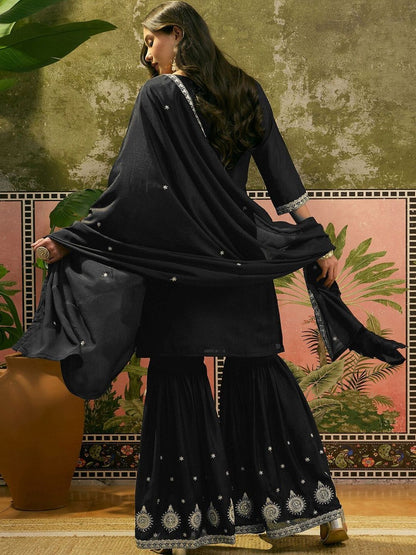 Dhiyona SN Embroidered Round Neck Kurta Sharara & Dupatta