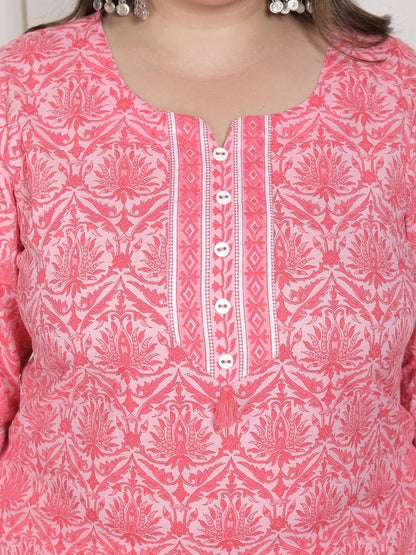 Dhiyona KL Women Ethnic Motifs Printed Regular Sequinned Pure Cotton Kurta with Trousers & With Dupatta