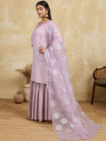 Dhiyona HOP Women Ethnic Motifs Woven Design Kurta with Sharara & Dupatta