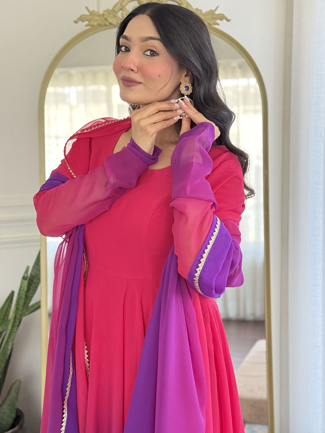 Dhiyona KL Ombre Printed Anarkali Kurta With Trousers And Dupatta