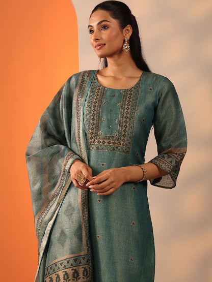 Women Ethnic Motifs Regular Thread Work Kurta with Trousers & With Dupatta