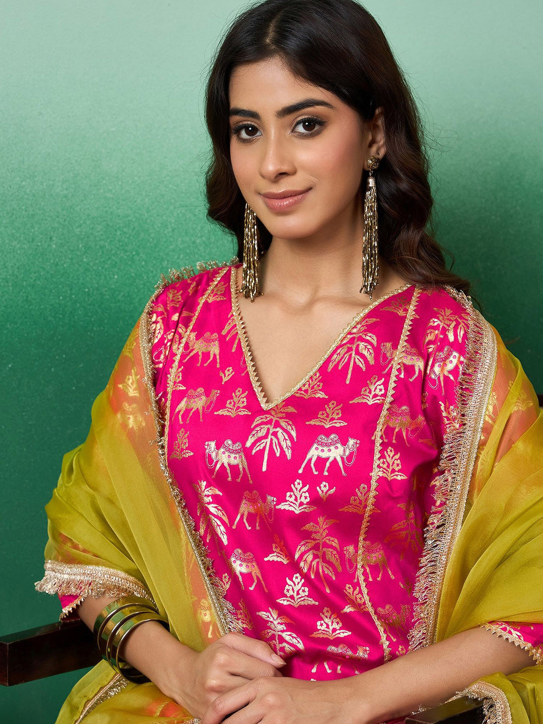 Printed Straight Kurta & Salwar With Dupatta