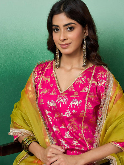 Printed Straight Kurta & Salwar With Dupatta