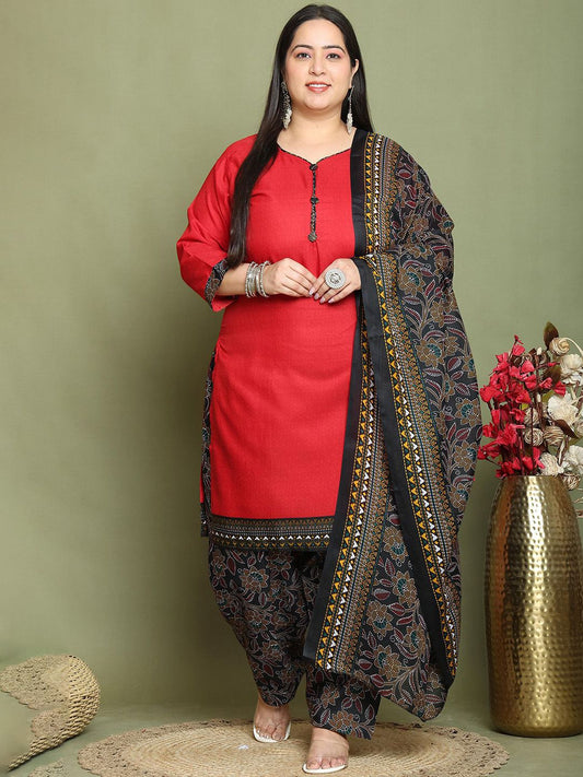 Dhiyona KL Floral Printed Sweetheart Neck Kurta With Salwar & Dupatta