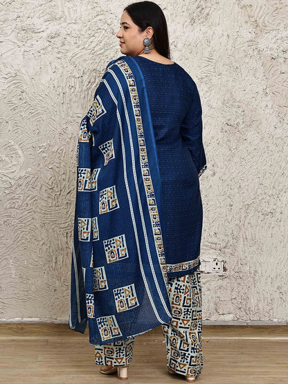 Dhiyona KL Women Plus Size Floral Printed Kurta with Palazzos & Dupatta