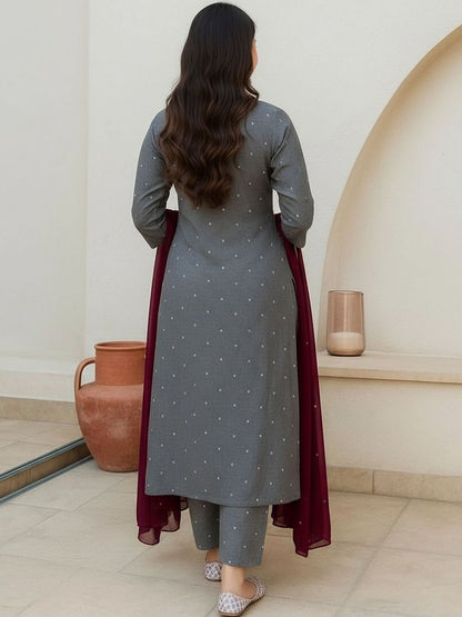 Dhiyona KL Women Ethnic Motifs Printed Regular Kurta with Trousers & With Dupatta