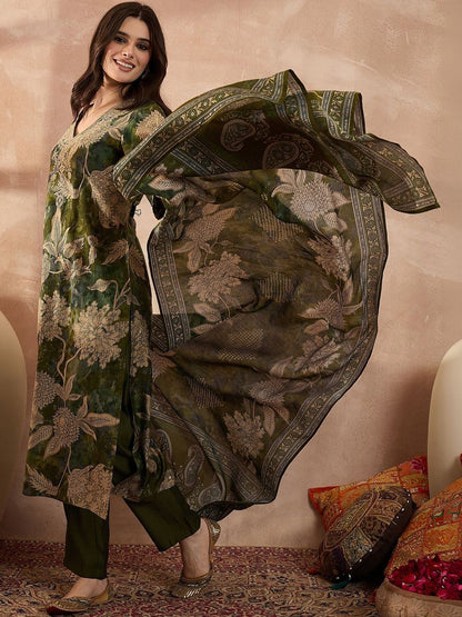 Dhiyona KL Women Floral Printed Regular Kurta with Palazzos & With Dupatta