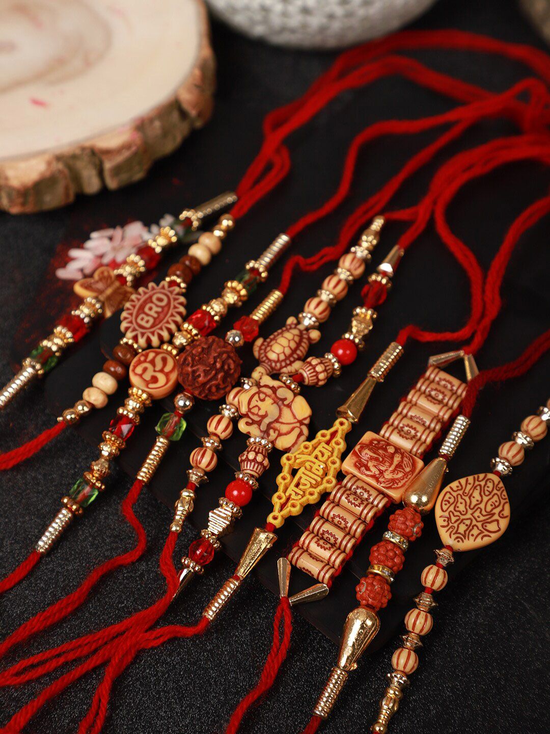 Dhiyona Set Of 10 Beaded Rakhi