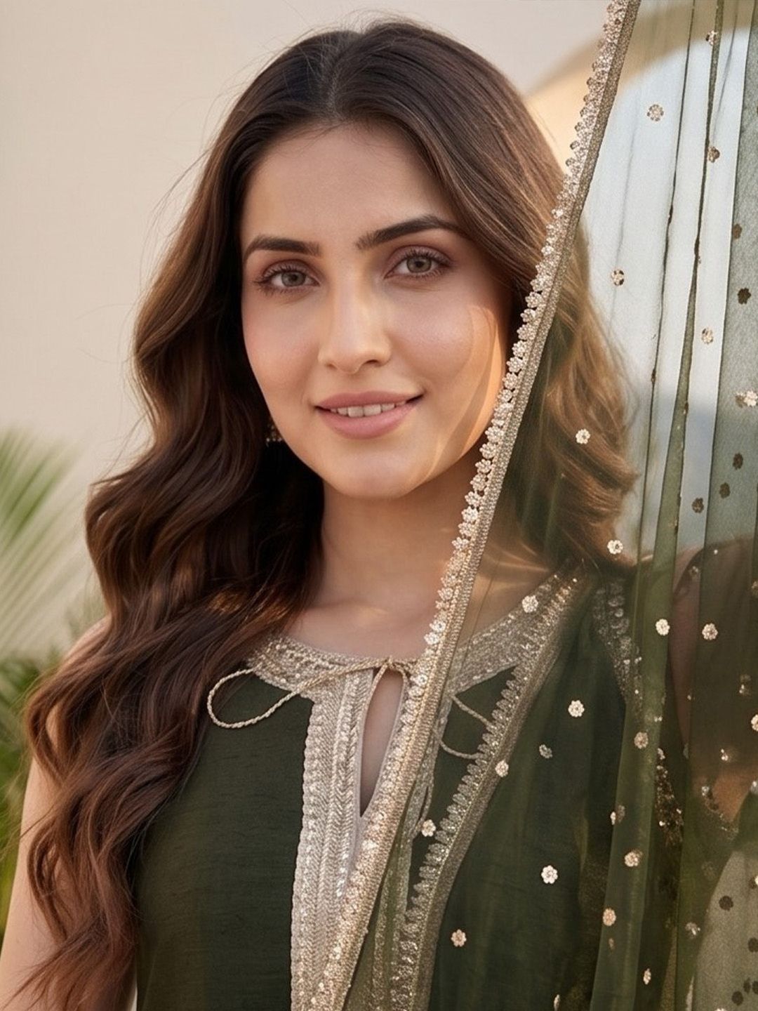 Olive Women Ethnic Motifs Regular Kurta with Palazzos & With Dupatta