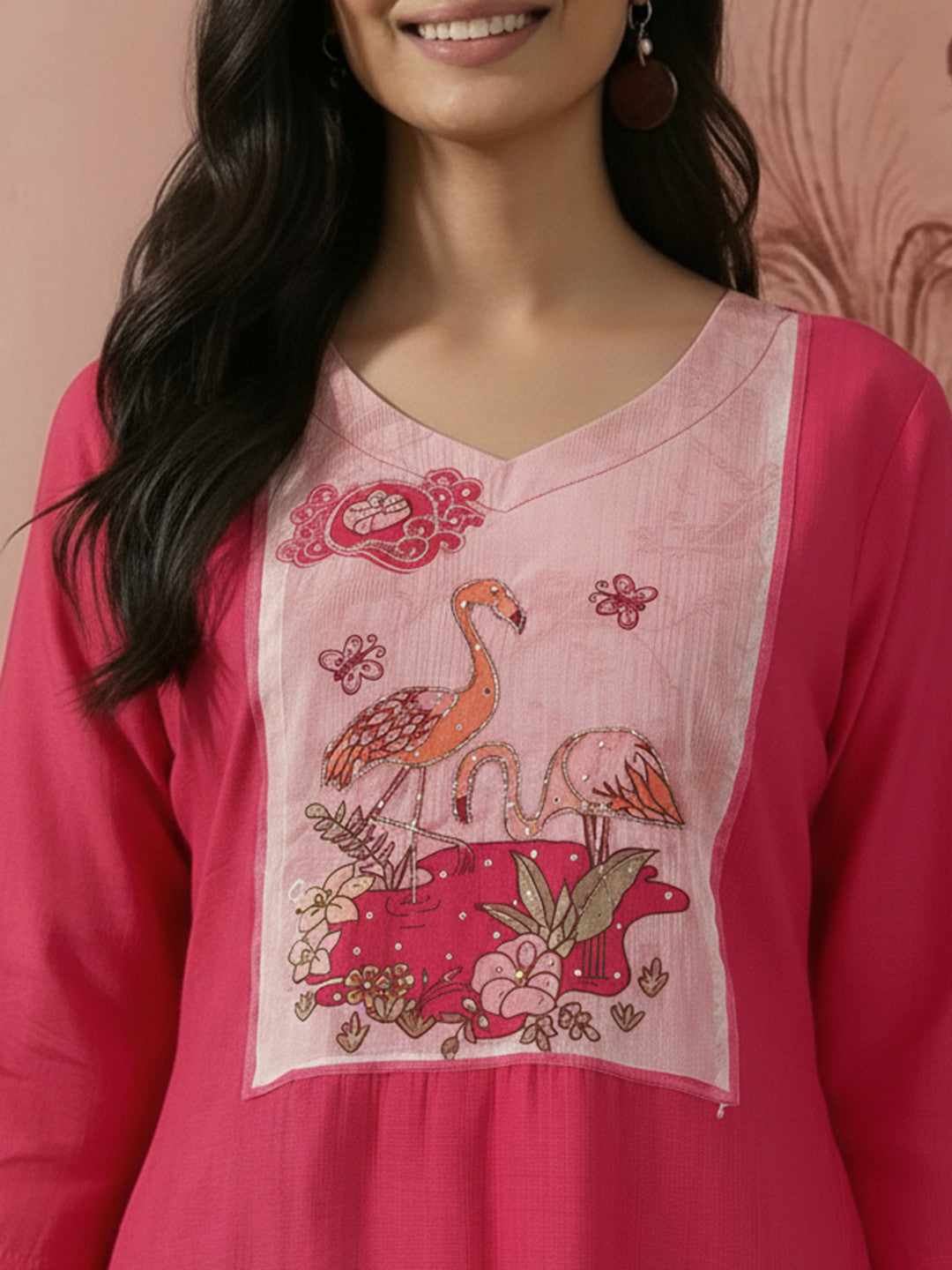 Beads & Stones Embroidered Regular Pure Cotton Kurta with Trouser & Dupatta