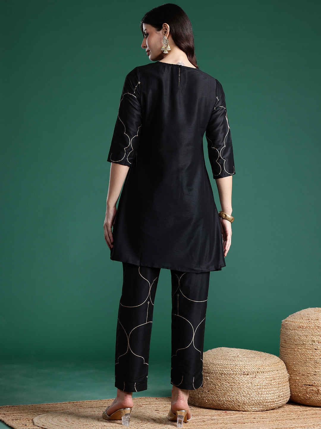Foil Printed A-Line Kurta & Trousers Set