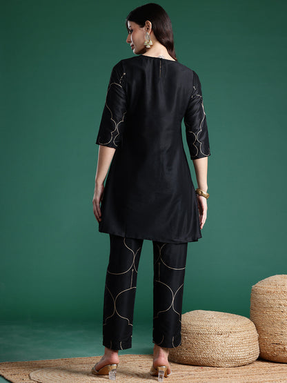 Foil Printed A-Line Kurta & Trousers Set