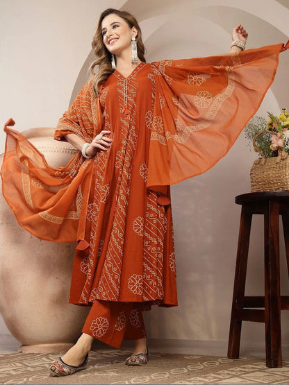 Women Ethnic Motifs Printed Regular Kurta with Trousers & With Dupatta