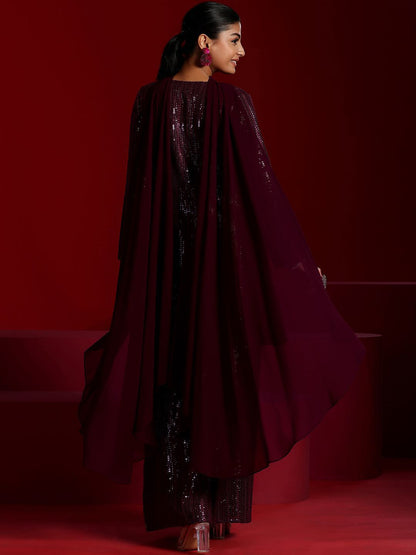 Dhiyona LL V-Neck Art Sequinned Embroidered Kurta with Palazzos & Dupatta