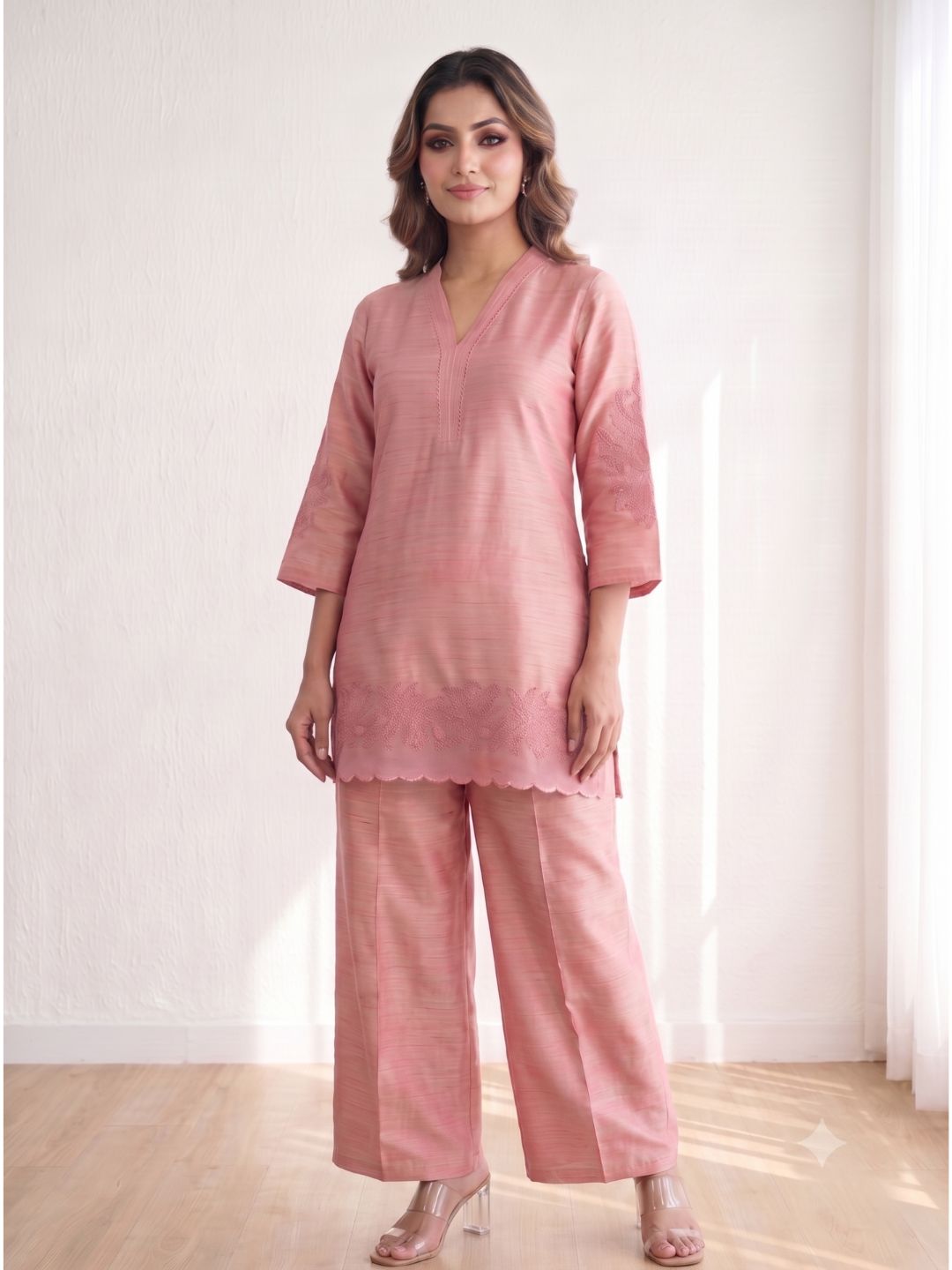 Prisha blossom embroidery cotton Co-ord Set