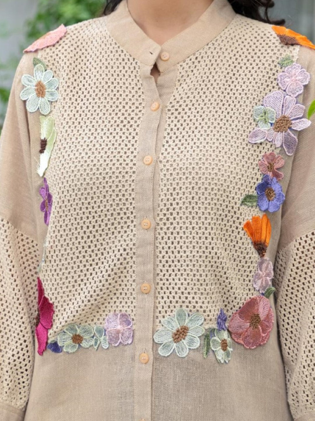 Opela Tan embroidery Co-ord Set