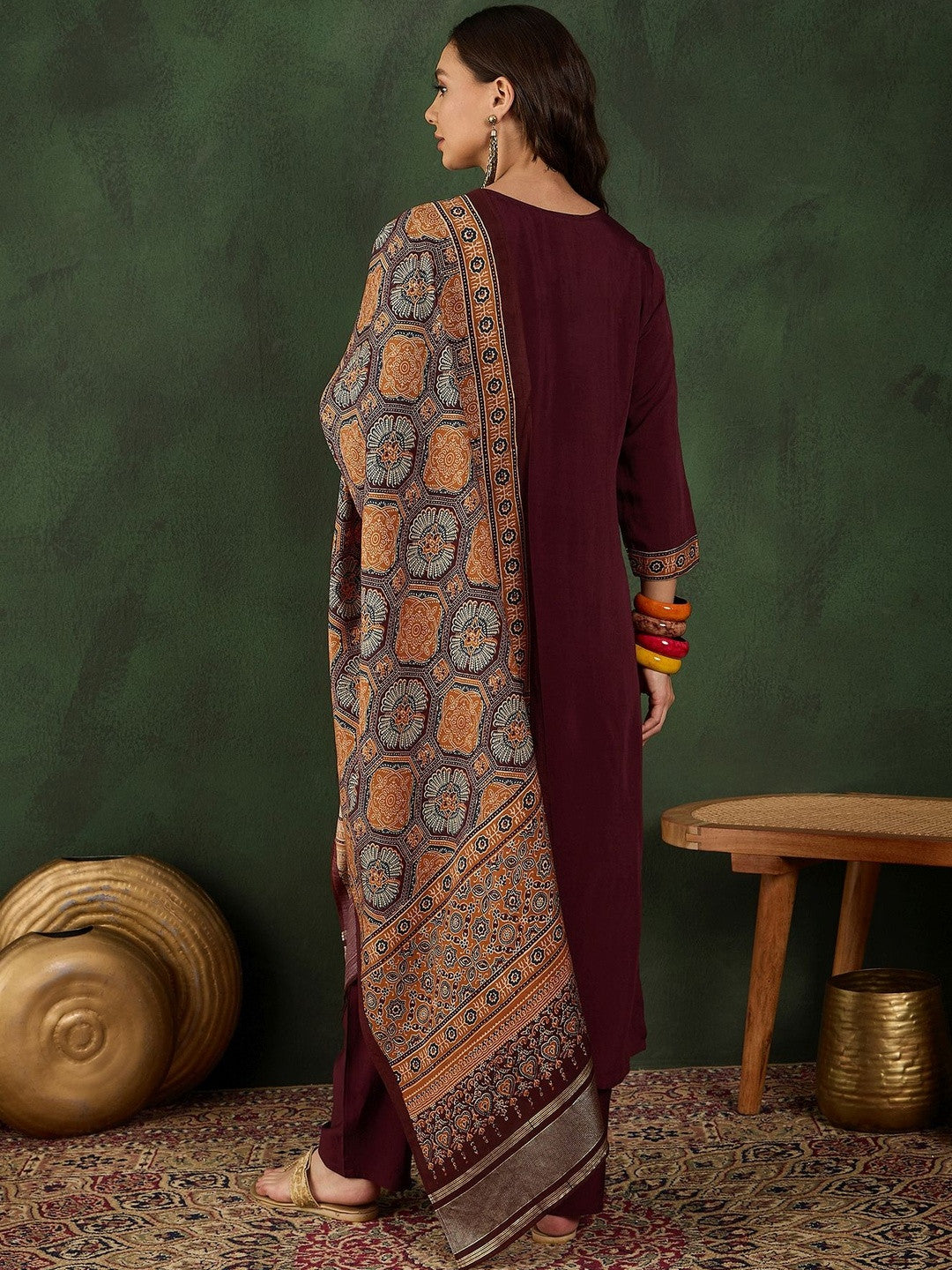Printed Round Neck Kurta & Trousers Kurta Set
