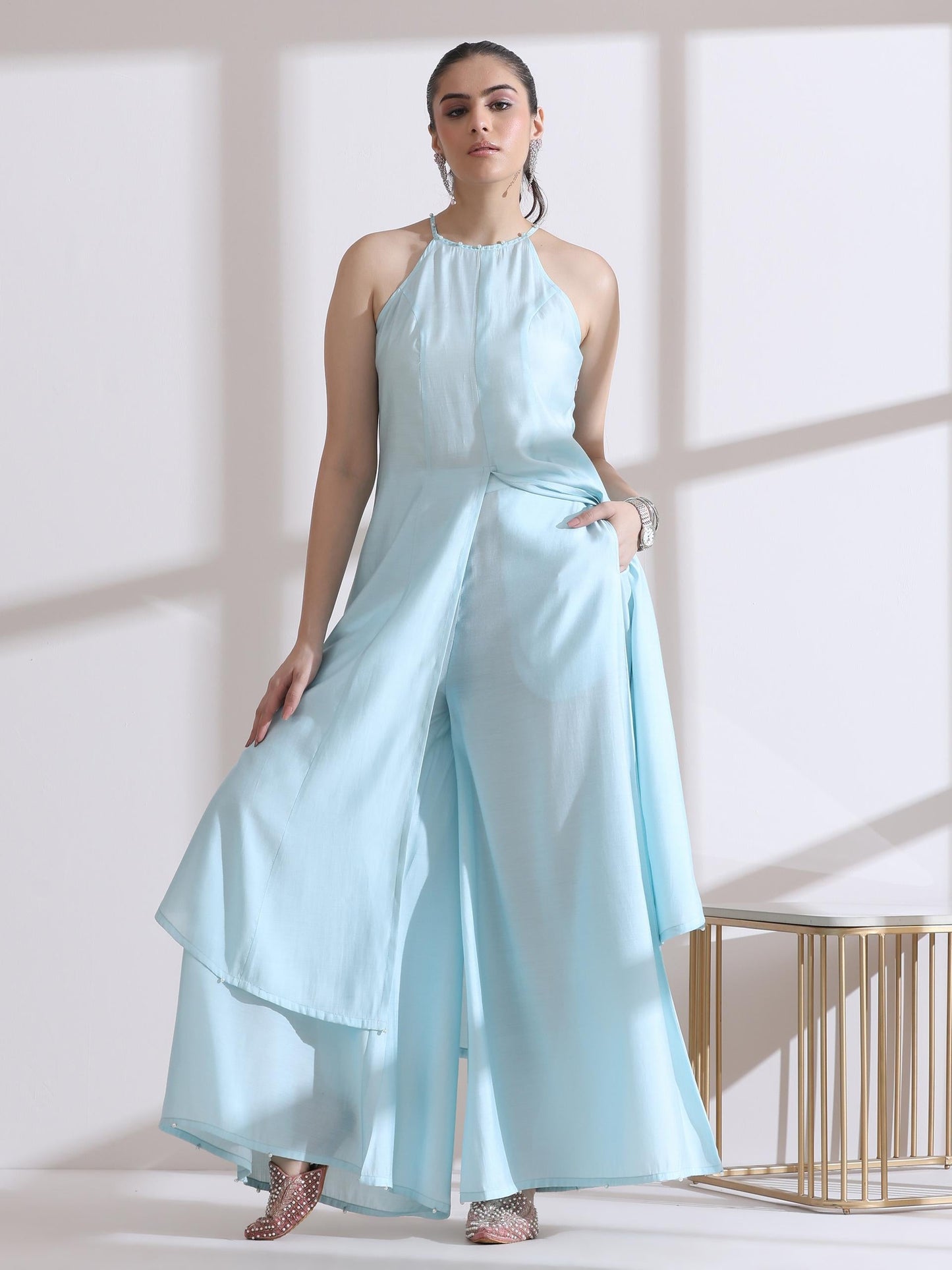 Dhiyona ST 1 Pc Airskin Light Blue Palazzo Pant