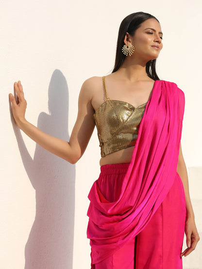 Dhiyona ST Blouse - Peep Gold Sequin with Metal Straps