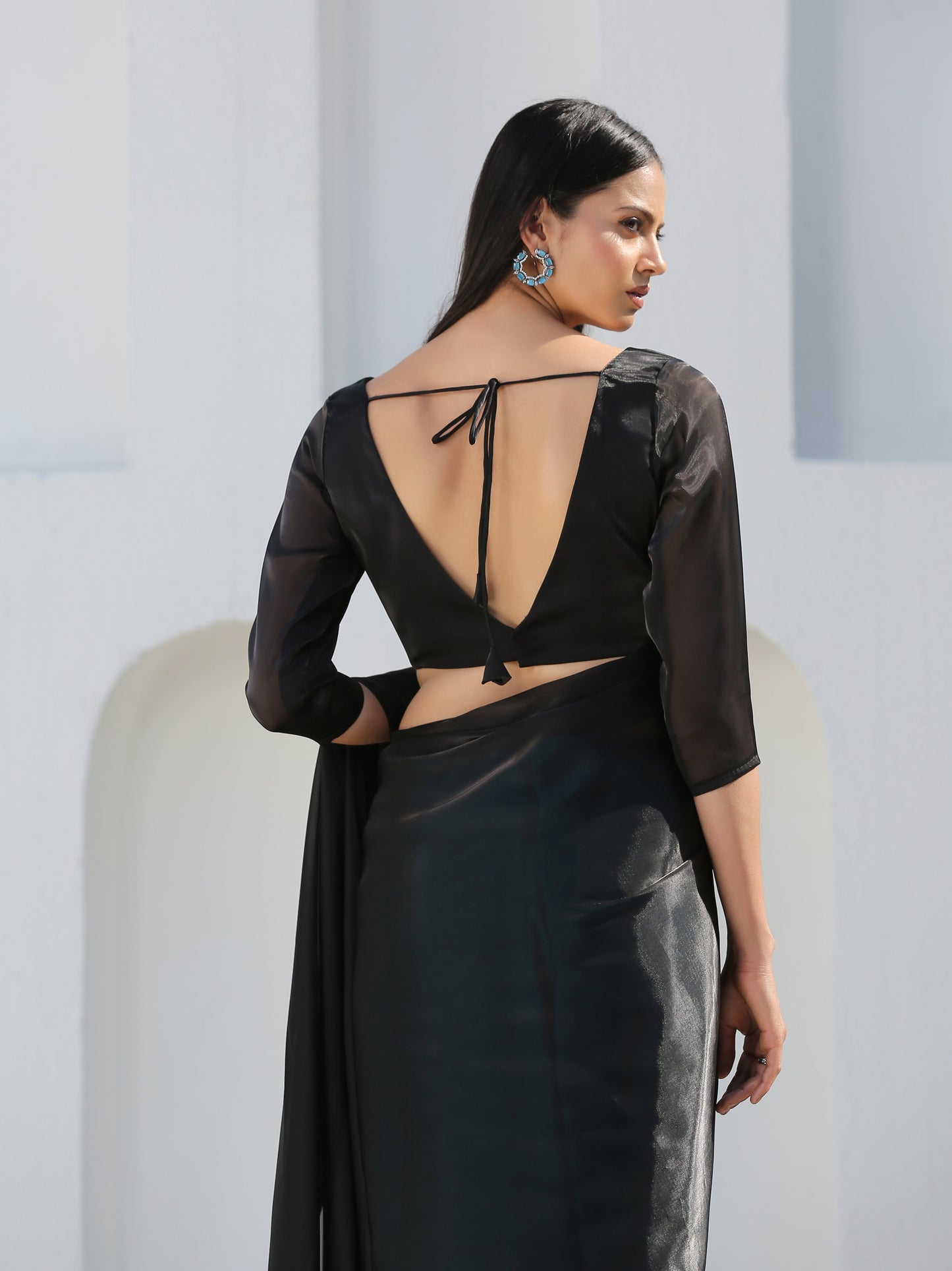 Dhiyona ST SET | Mystic Blue & Black Saree + Blouse