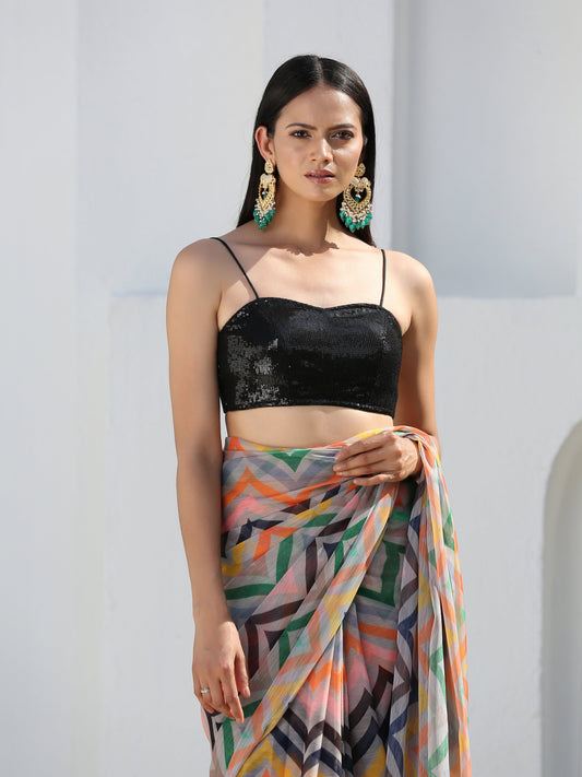 Dhiyona ST Blouse - Black Sequin Bustier