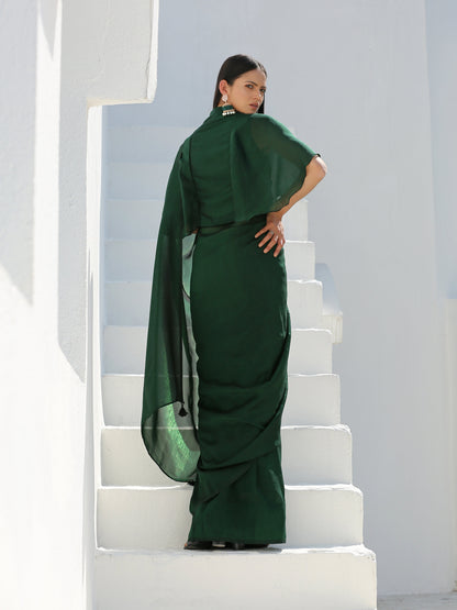 Dhiyona ST Blouse - Lush Green Shimmer Cape Blouse