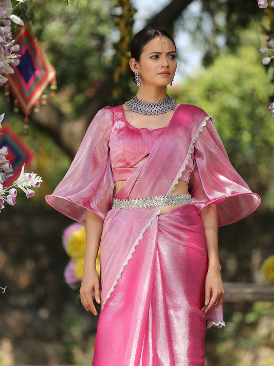 Dhiyona ST Blouse - Glam Pink Bell Sleeve