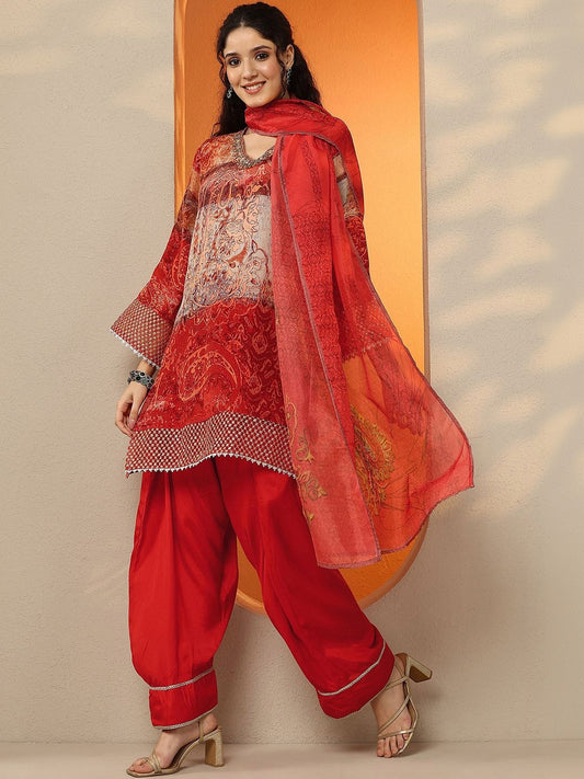 Women Ethnic Motifs Printed Regular Kurta with Patiala & With Dupatta
