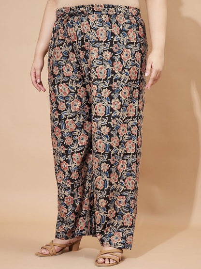Dhiyona KL Floral Printed Pure Cotton A-line Kurta With Palazzos & Dupatta