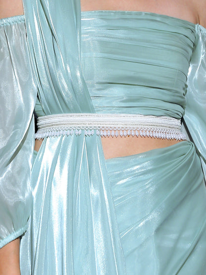 Dhiyona ST Belt - White Belt with Drop Pearls