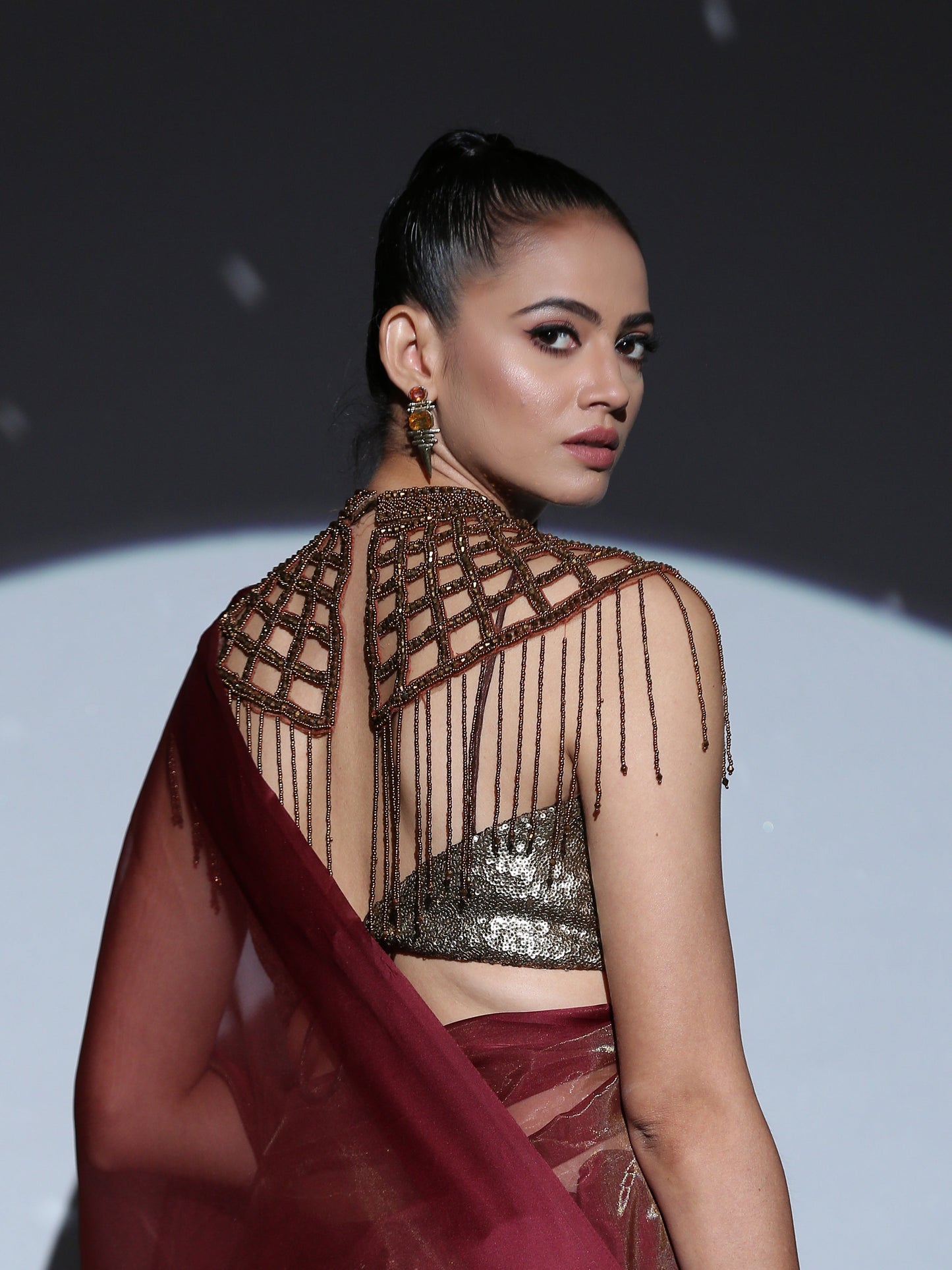 Dhiyona ST Cape - Jewelled Bronze Mesh
