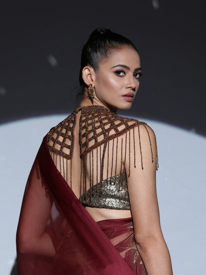 Dhiyona ST Cape - Jewelled Bronze Mesh