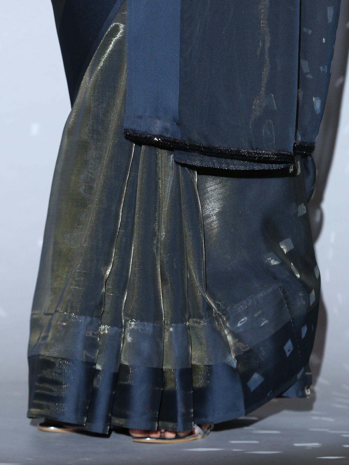 Dhiyona ST SET | Cosmic Blue Illusion Organza Saree + Black blouse with glass straps + Glass belt