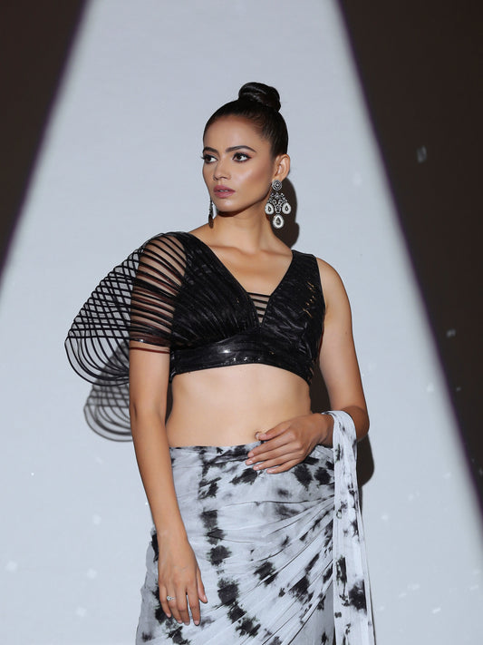 Dhiyona ST Blouse - Black Impressions Net