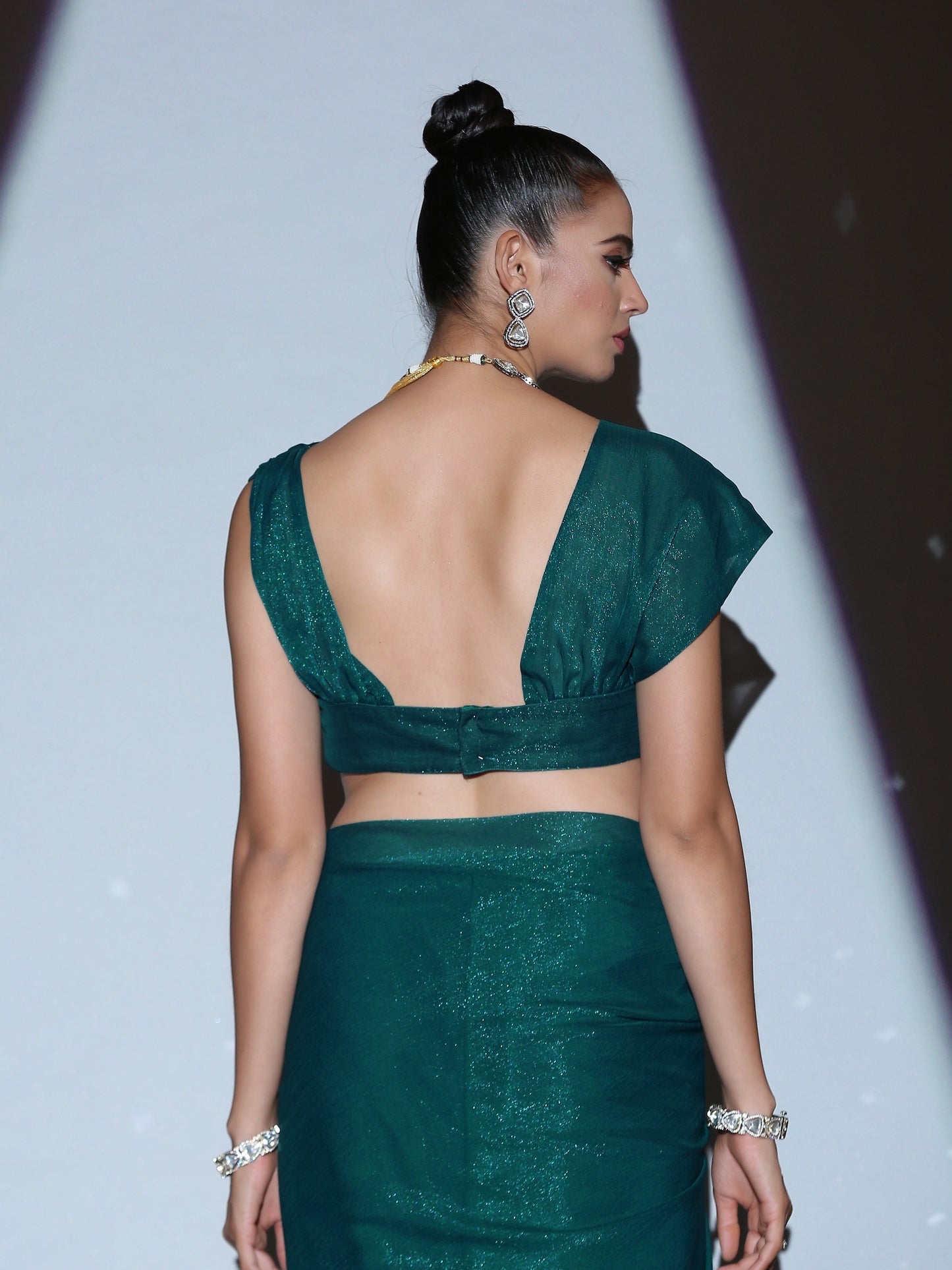 Dhiyona ST Blouse - Teal Shimmer With Wide Straps