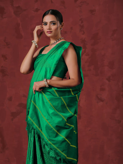 Dhiyona ST Silk Temple Green Saree