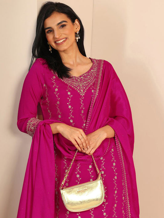Women Ethnic Motifs Embroidered Regular Kurta with Sharara & Dupatta