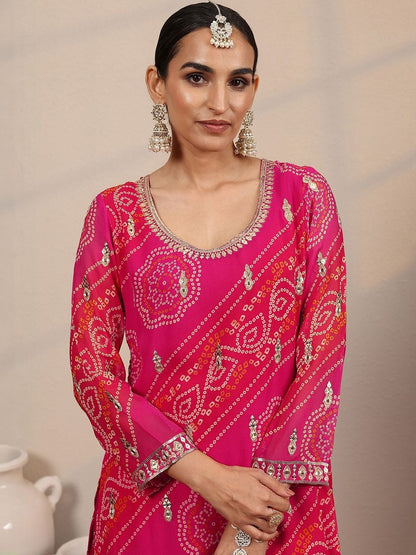 Dhiyona LL Women Ethnic Motifs Printed Regular Mirror Work Kurta with Sharara & Dupatta