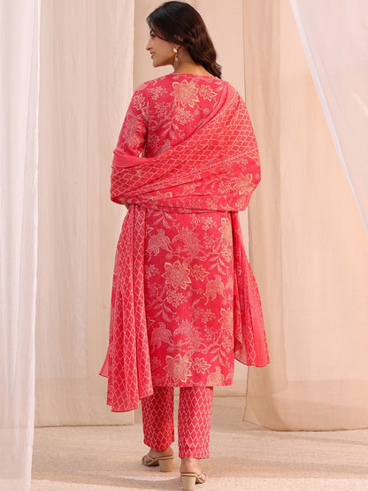 Women Floral Printed Regular Kurta with Trousers & With Dupatta