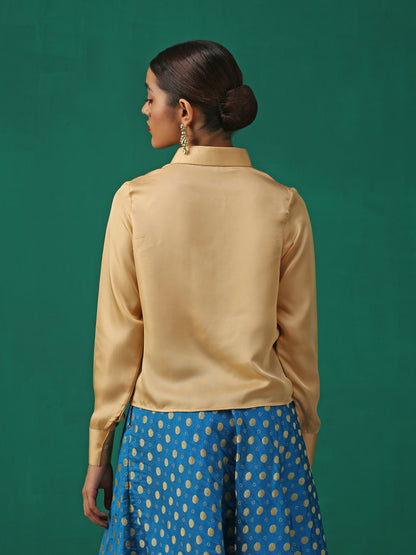 Dhiyona ST Nude Silky Shirt Blouse