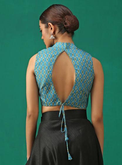 Dhiyona ST Ikat Printed Back Eye Blouse