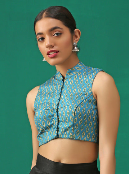 Dhiyona ST Ikat Printed Back Eye Blouse