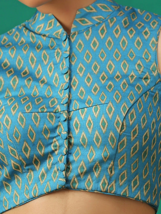 Dhiyona ST Ikat Printed Back Eye Blouse