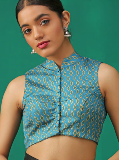 Dhiyona ST Ikat Printed Back Eye Blouse