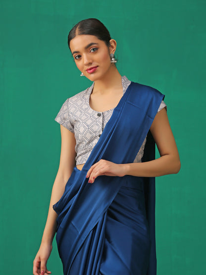 Dhiyona ST Blue Marble Print Cap Sleeve Blouse