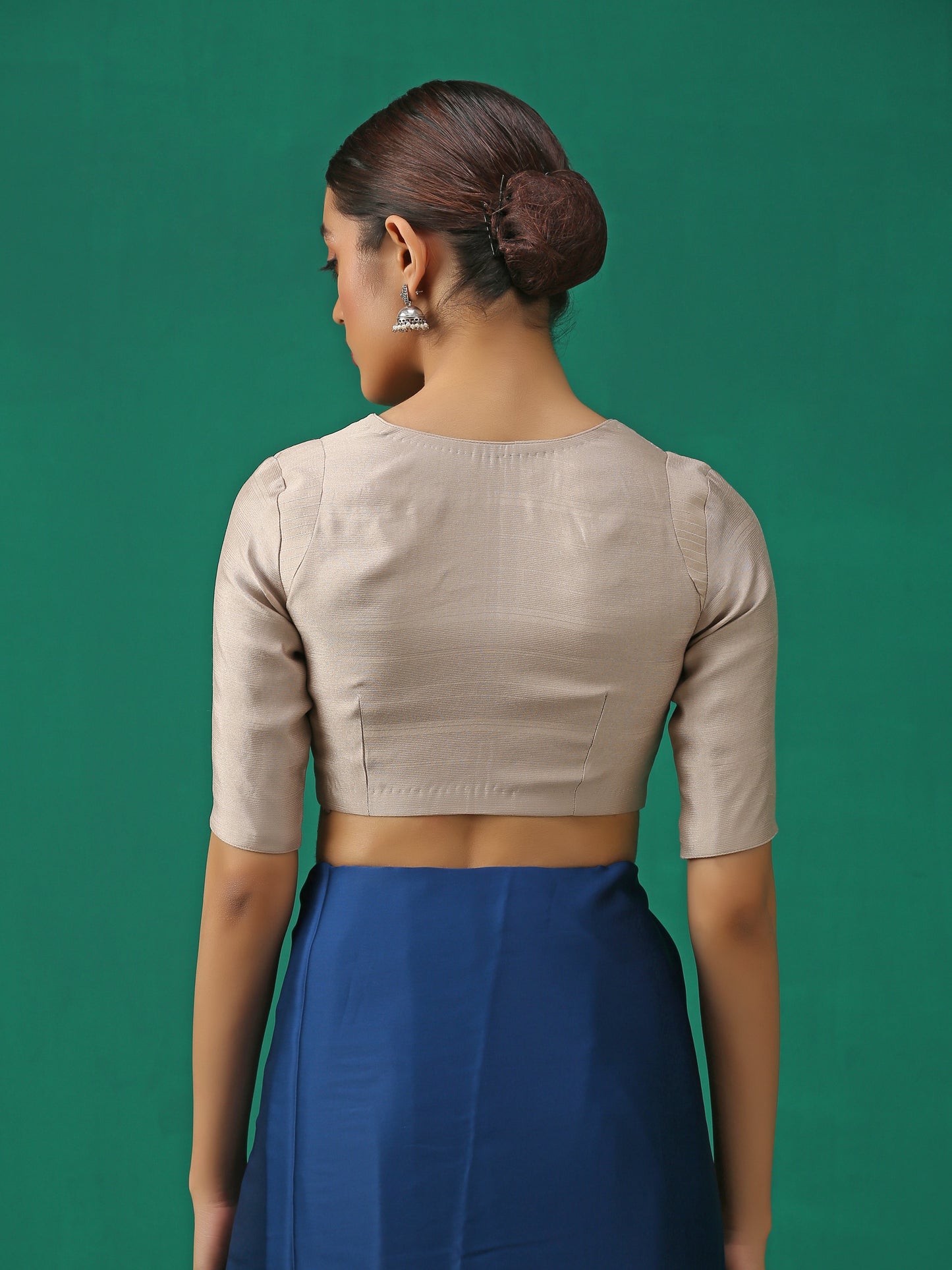 Dhiyona ST Classic Ecru Kundan appliques Short Sleeve Blouse