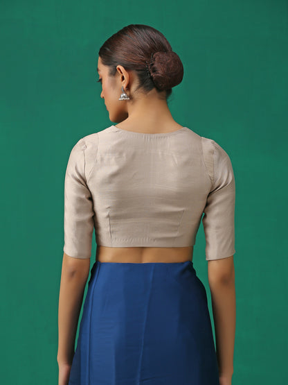 Dhiyona ST Classic Ecru Kundan appliques Short Sleeve Blouse