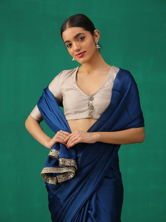 Dhiyona ST Classic Ecru Kundan appliques Short Sleeve Blouse